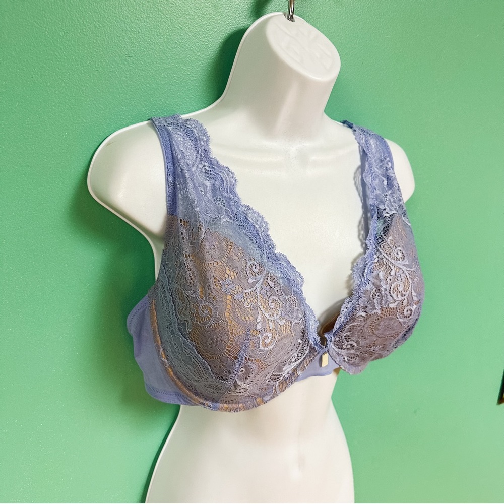 Third Love Periwinkle & Tan 24/7 Lace Contour Plunge Bra Size 38E - Picture 3 of 6